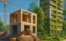 Wohnhaus mit Baustelle