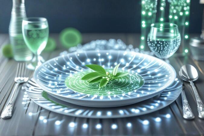 Gedeck futuristisch dargestellt mit Lichteffekten