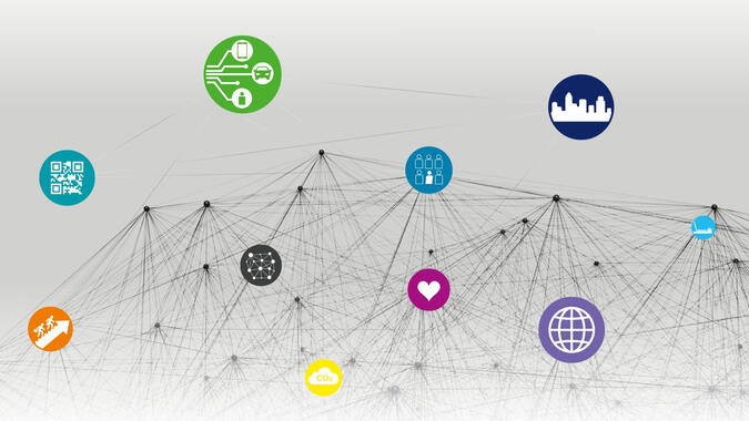 Verknüpfung von verschieden Symbolen von Megatrends